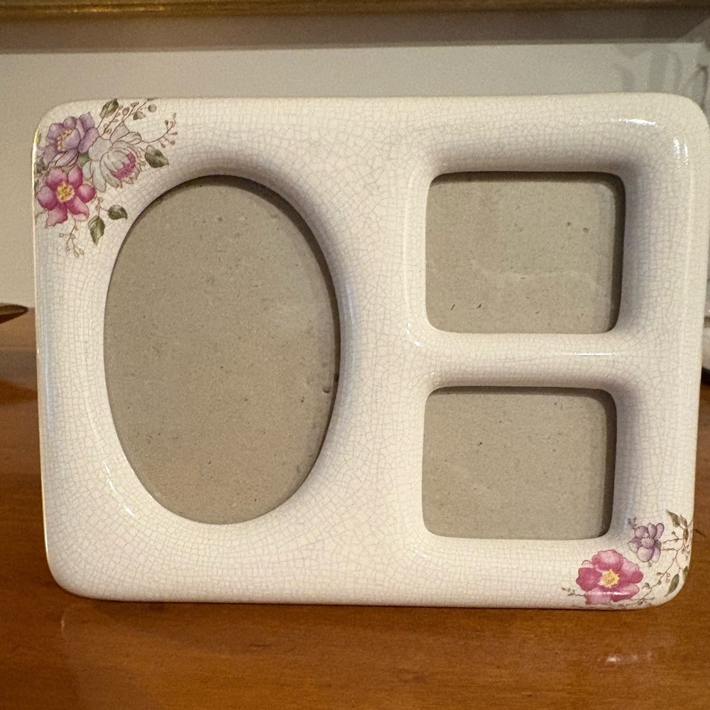 Floral White and Gray Photo Frame 1 of 2